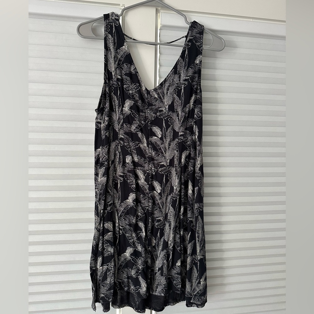 RVCA Black and White Leaf Print Dress